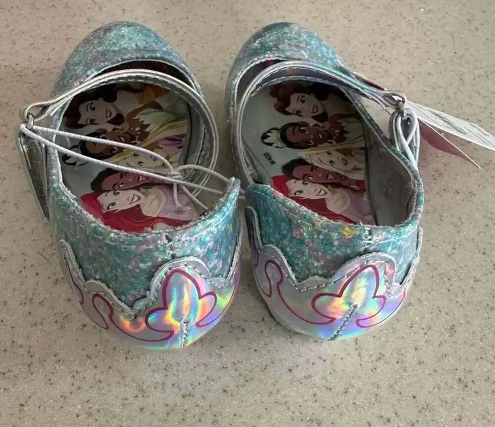 Disney Princess Toddler Girls' Silver Glitter Ballet Dress Shoes